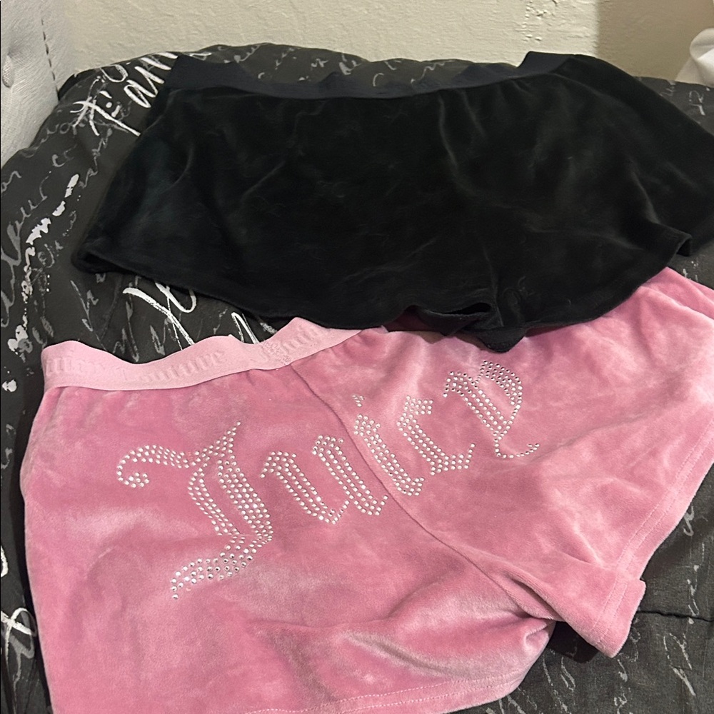Juicy Couture Black and Pink Velour Shorts